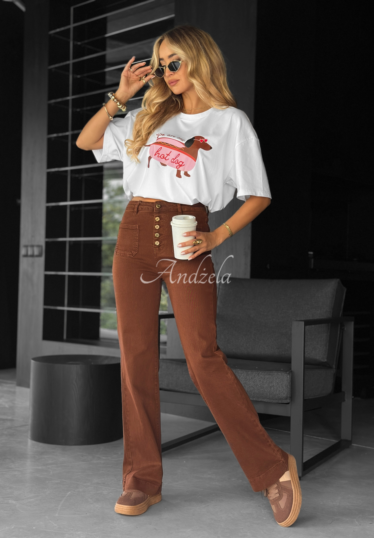Jeanshose wide leg This Is Real Schokoladenbraun