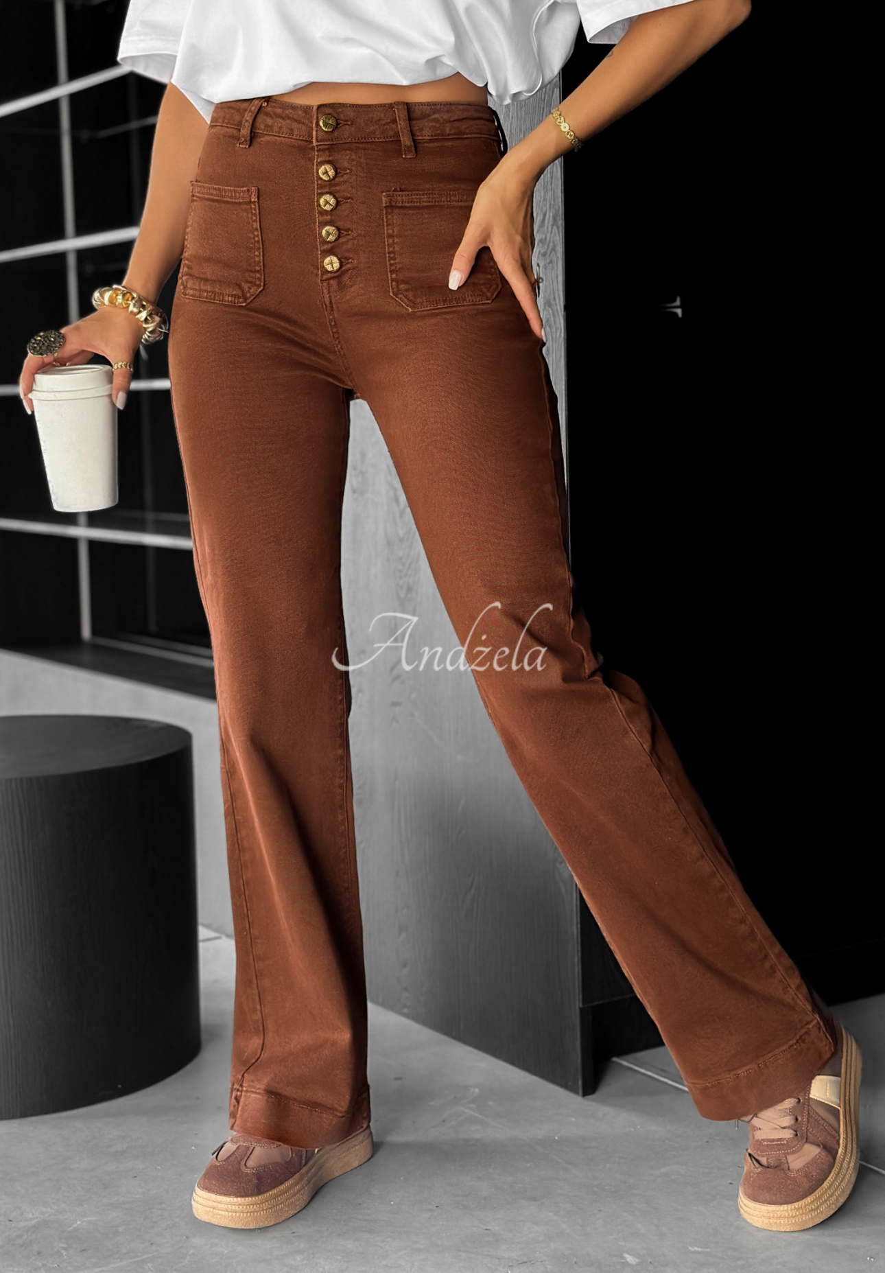 Jeanshose wide leg This Is Real Schokoladenbraun