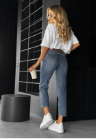 Hose Jeans mom fit z paskiem Main Character dunkelblau