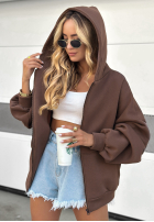 Bluza z kapturem oversize Don't Tell czekoladowa