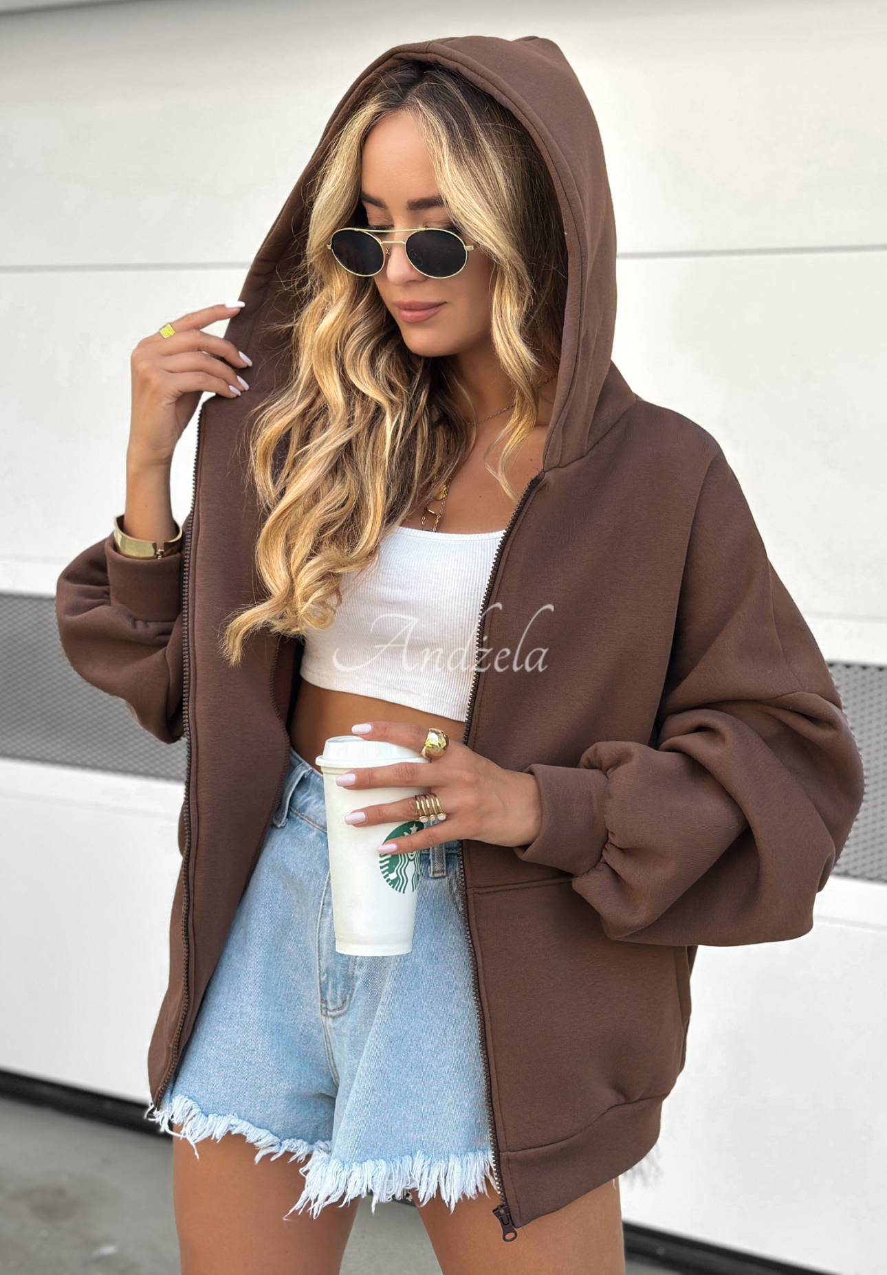 Oversize Sweatshirt mit Kapuze Don't Tell Schokoladenbraun