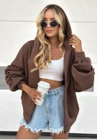 Sweatshirt z kapturem oversize Don't Tell Schokoladenbraun
