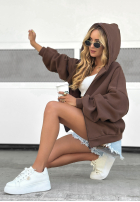 Bluza z kapturem oversize Don't Tell czekoladowa