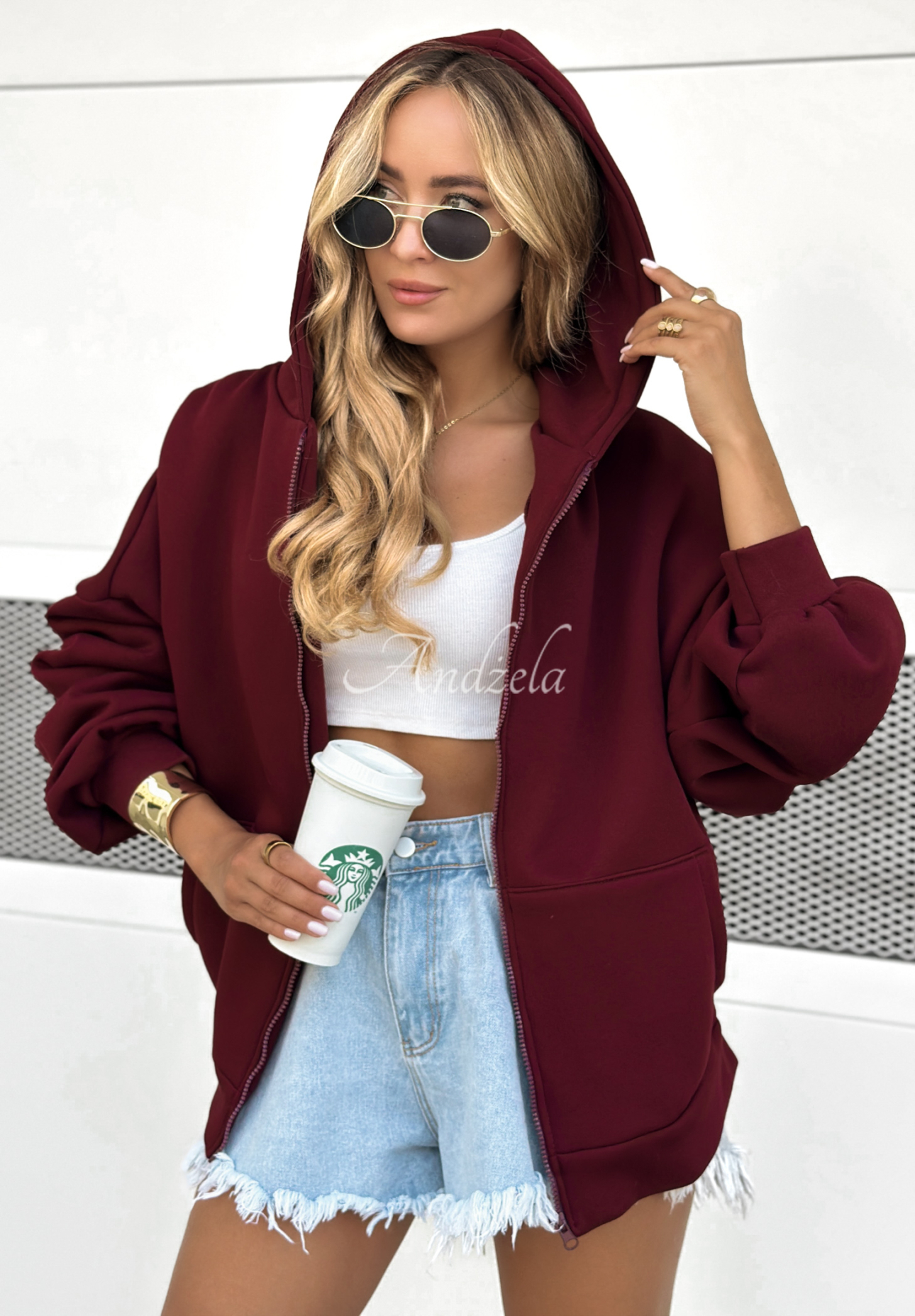 Oversize Sweatshirt mit Kapuze Don&#039;t Tell Burgunderrot