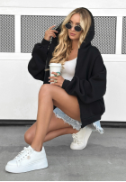 Sweatshirt z kapturem oversize Don't Tell Schwarz