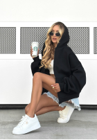 Sweatshirt z kapturem oversize Don't Tell Schwarz