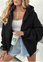 Sweatshirt z kapturem oversize Don't Tell Schwarz