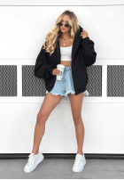 Sweatshirt z kapturem oversize Don't Tell Schwarz