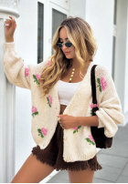 Krótki Cardigan w kwiaty Bloomingdale Beige