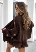 Krótki Cardigan w kwiaty Bloomingdale Schokoladenbraun