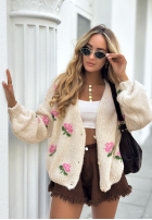 Krótki Cardigan w kwiaty Bloomingdale Beige