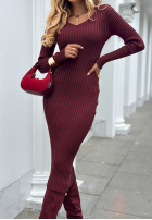 Długa prążkowana Kleid midi I'm Getting Better Burgunderrot