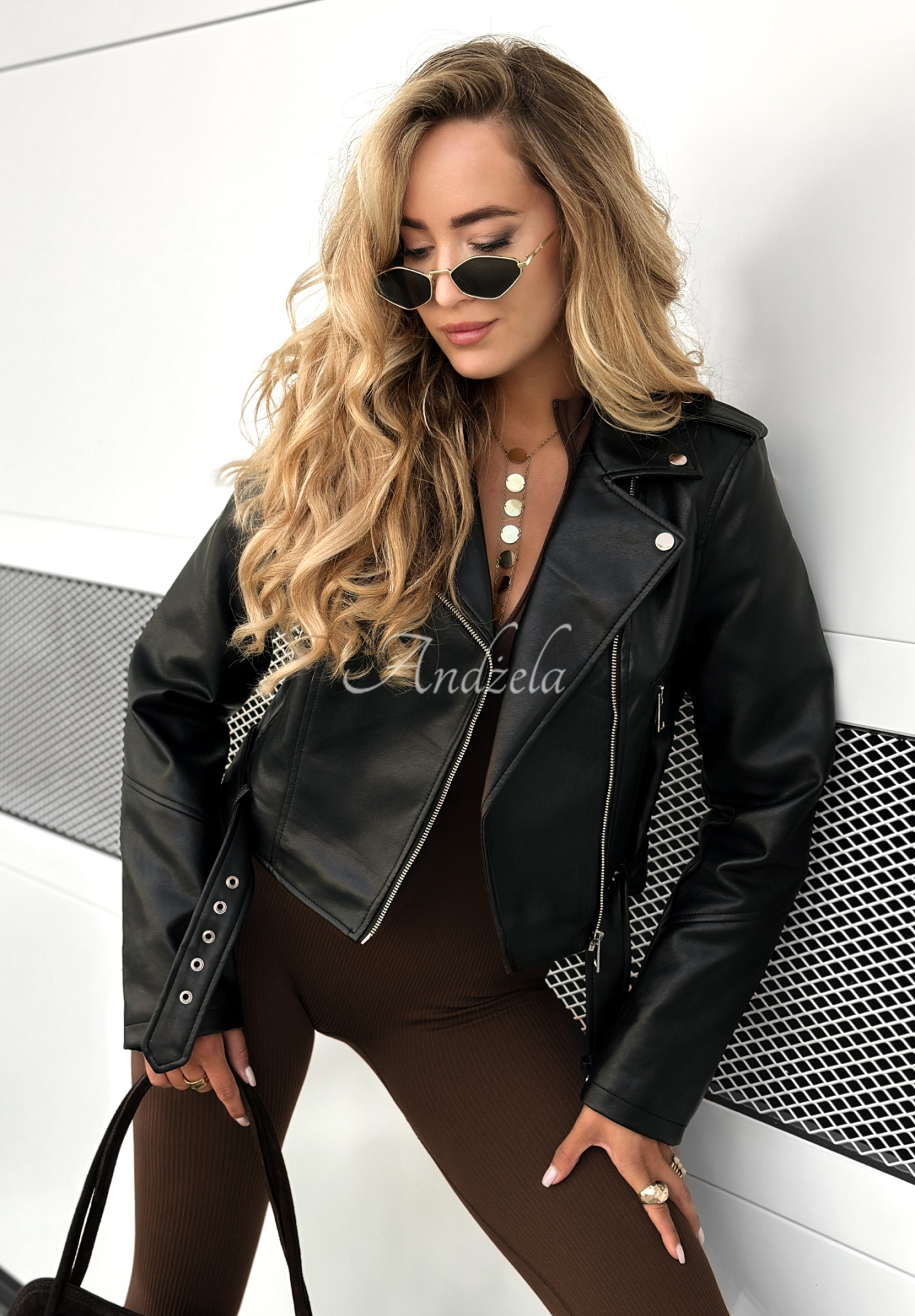 Bikerjacke aus Leder Just Let Go Schwarz