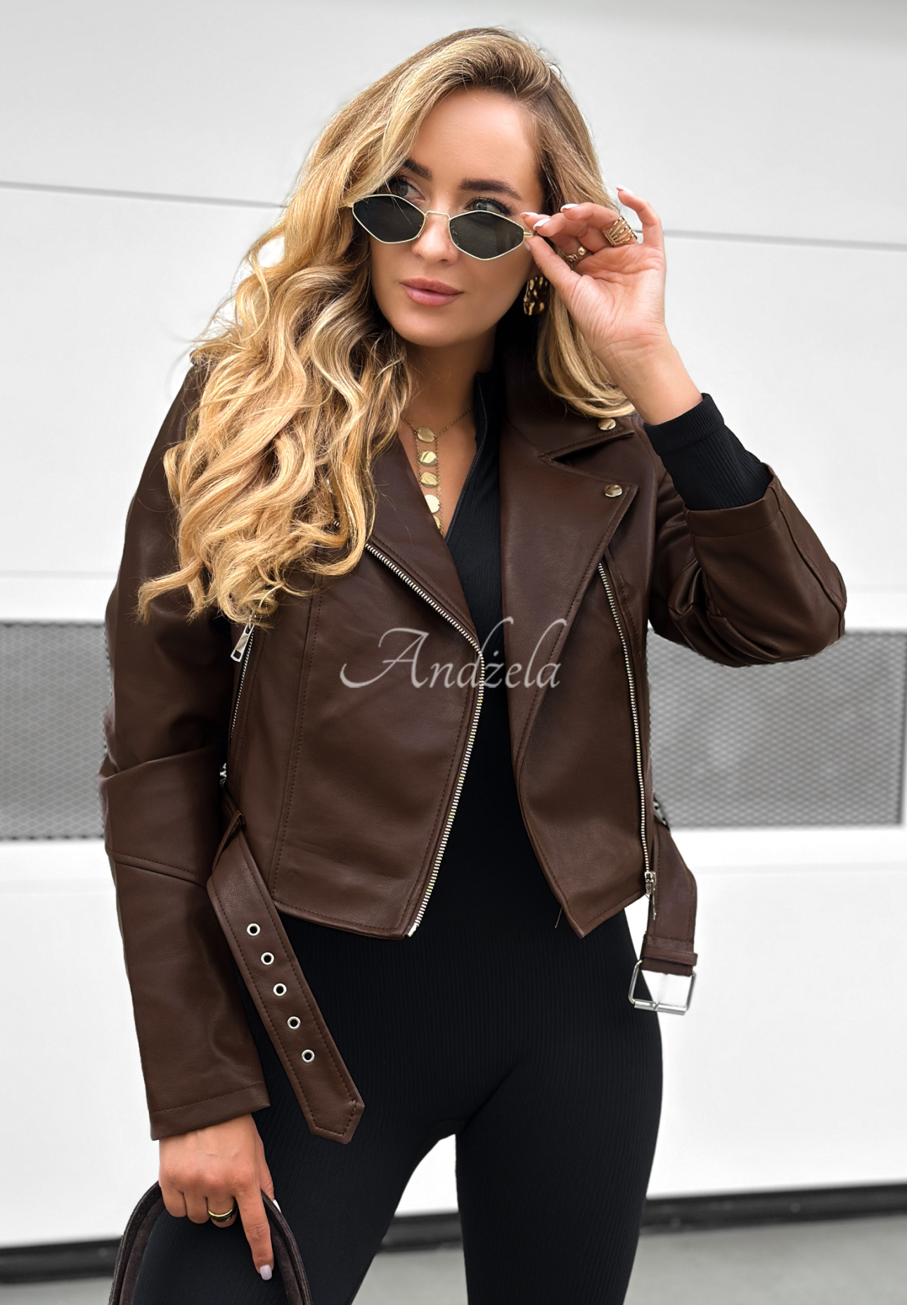 Bikerjacke aus Leder Just Let Go Schokoladenbraun