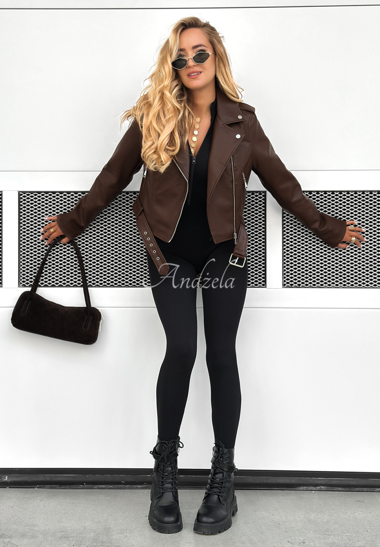 Bikerjacke aus Leder Just Let Go Schokoladenbraun