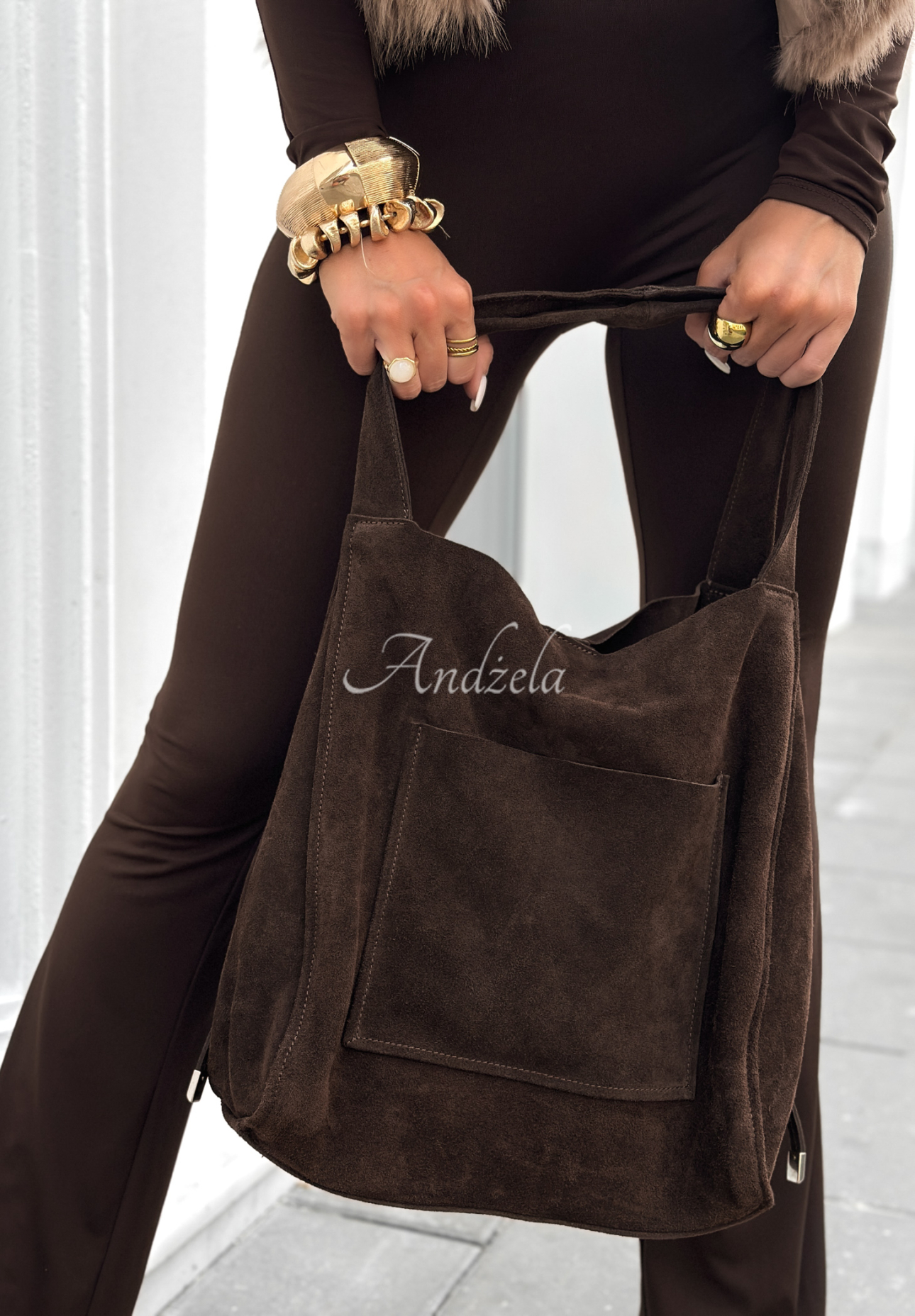 Wildlederhandtasche Inspire to Aspire Schokoladenbraun