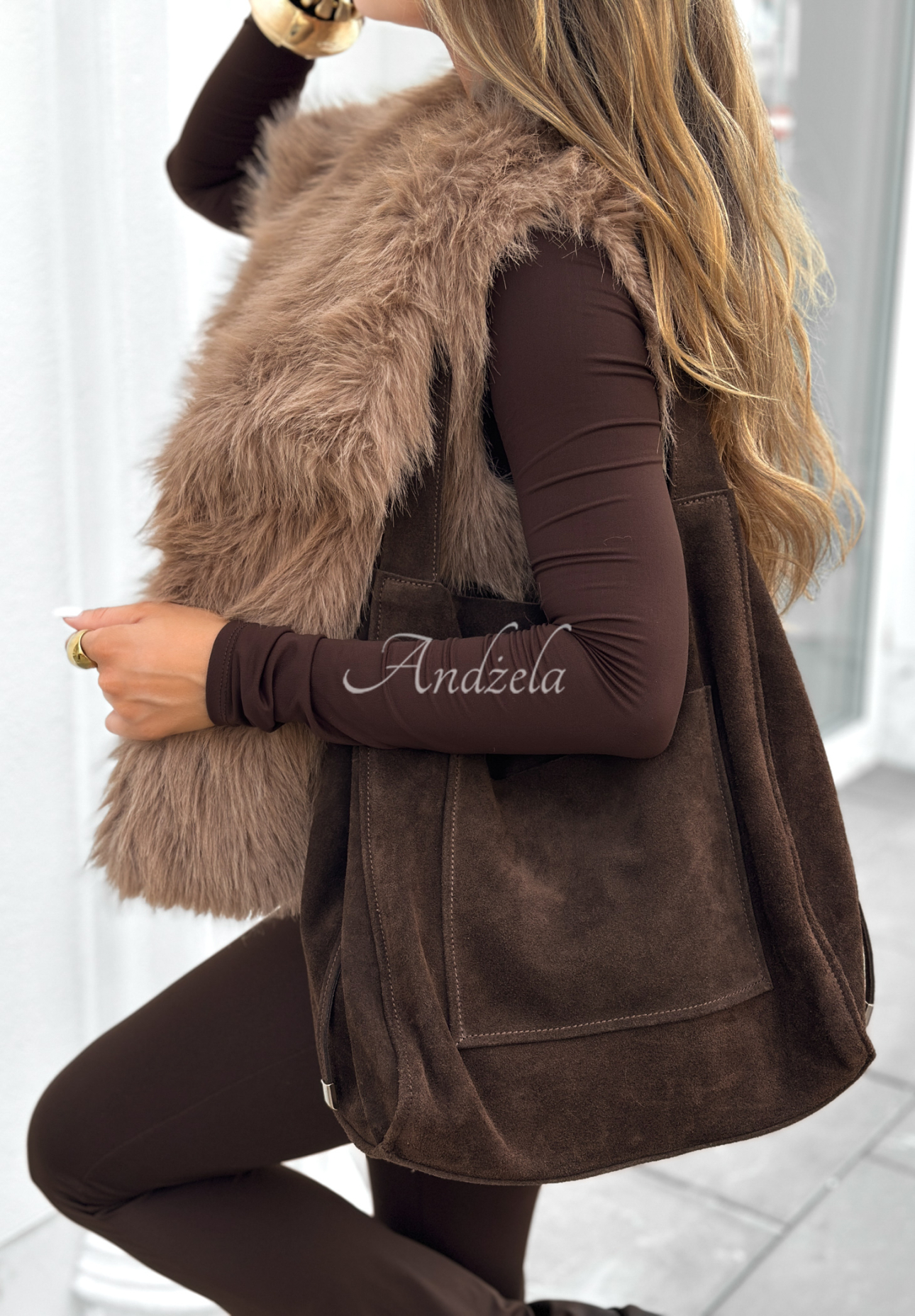 Wildlederhandtasche Inspire to Aspire Schokoladenbraun