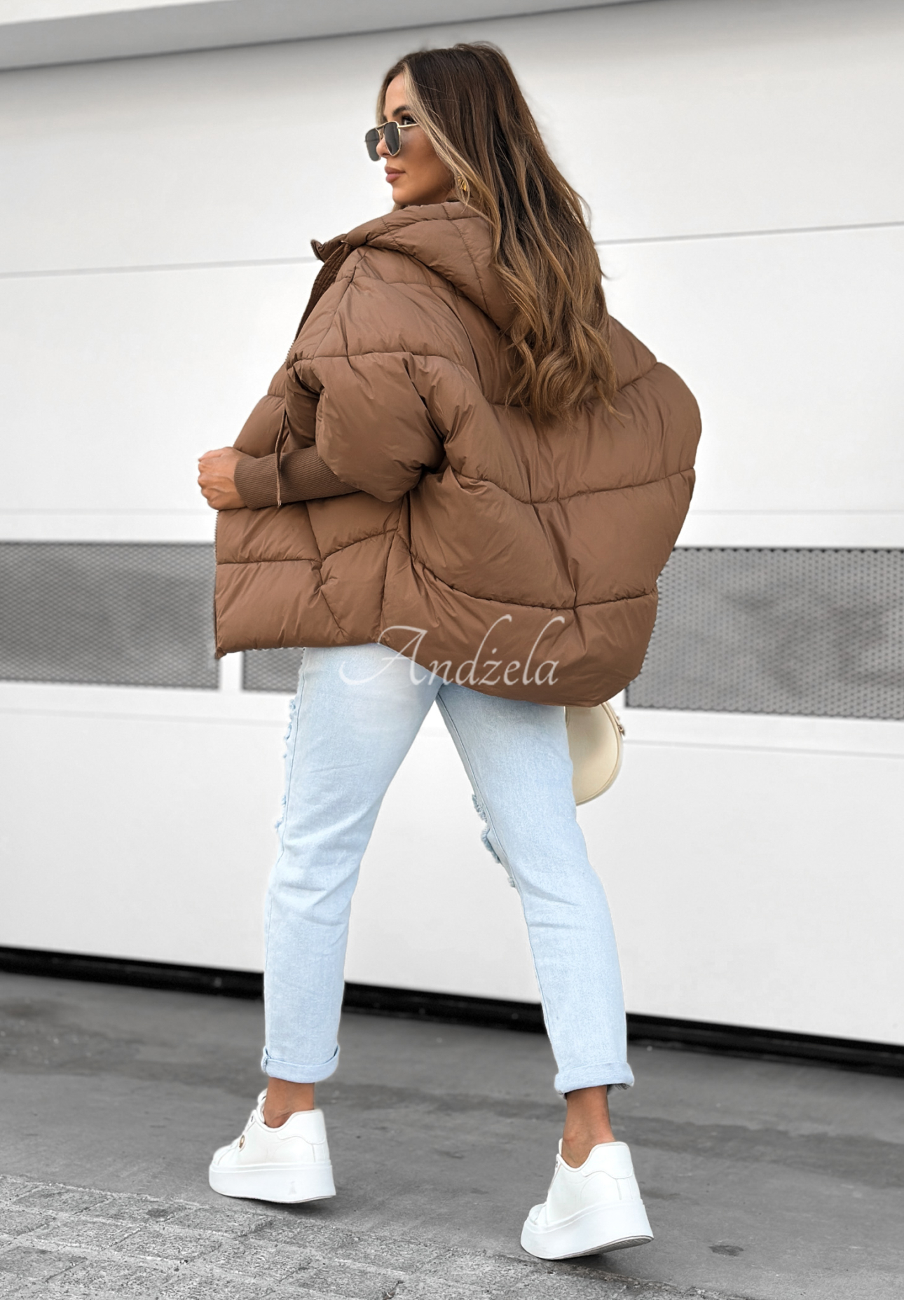 Oversize Steppjacke Maple Leaf Schokoladenbraun