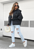 Pikowana Jacke oversize Maple Leaf Schwarz
