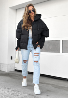 Pikowana Jacke oversize Maple Leaf Schwarz