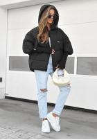 Pikowana Jacke oversize Maple Leaf Schwarz