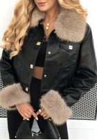 Skórzana Jacke z futerkiem Dare To Do Schwarz