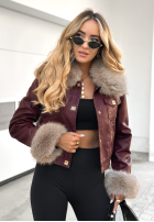 Skórzana Jacke z futerkiem Dare To Do Burgunderrot