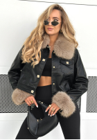 Skórzana Jacke z futerkiem Dare To Do Schwarz