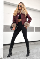 Skórzana Jacke z futerkiem Dare To Do Burgunderrot