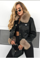 Skórzana Jacke z futerkiem Dare To Do Schwarz