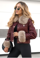 Skórzana Jacke z futerkiem Dare To Do Burgunderrot