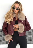 Skórzana Jacke z futerkiem Dare To Do Burgunderrot