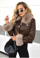 Skórzana Jacke z futerkiem Dare To Do Schokoladenbraun