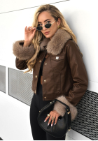 Skórzana Jacke z futerkiem Dare To Do Schokoladenbraun