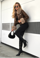 Skórzana Jacke z futerkiem Dare To Do Schokoladenbraun