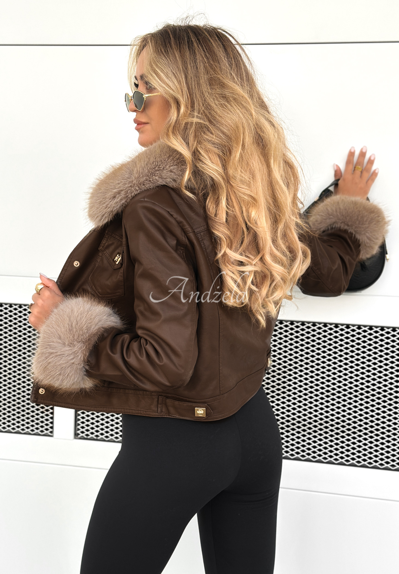 Lederjacke mit Pelz Dare To Do Schokoladenbraun