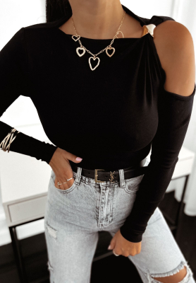 Viskosebluse mit Cut-out Wait For It Schwarz