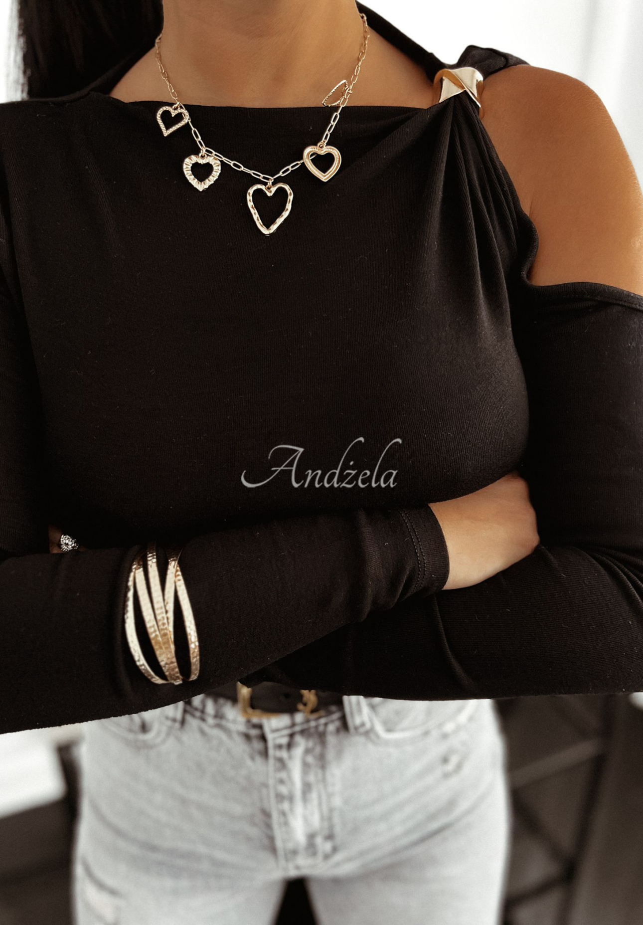 Viskosebluse mit Cut-out Wait For It Schwarz