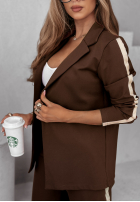 Dresowy garnitur damski z lampasami Self Respect czekoladowy