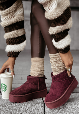 Stiefeletten aus Velourslederimitat Crunchy Snow  Burgund