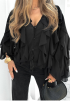 Hemd z falbankami Flowy Dreams Schwarz