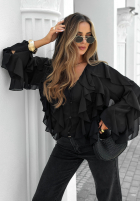 Hemd z falbankami Flowy Dreams Schwarz