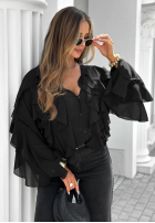 Hemd z falbankami Flowy Dreams Schwarz