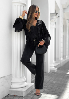 Hemd z falbankami Flowy Dreams Schwarz