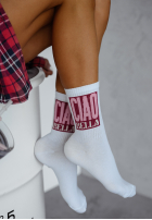 Długie skarpetki z napisami Ciao Bella białe