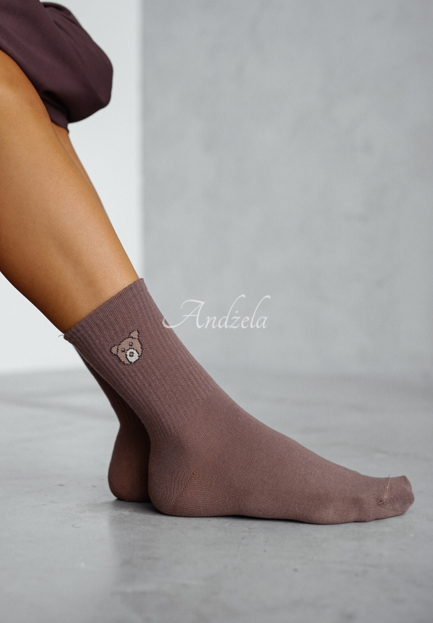 Lange Socken mit Teddyb&auml;ren  Bear Cub Schokoladenbraun