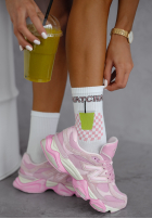 Lange Socken mit Schriftzügen Matcha Weiß