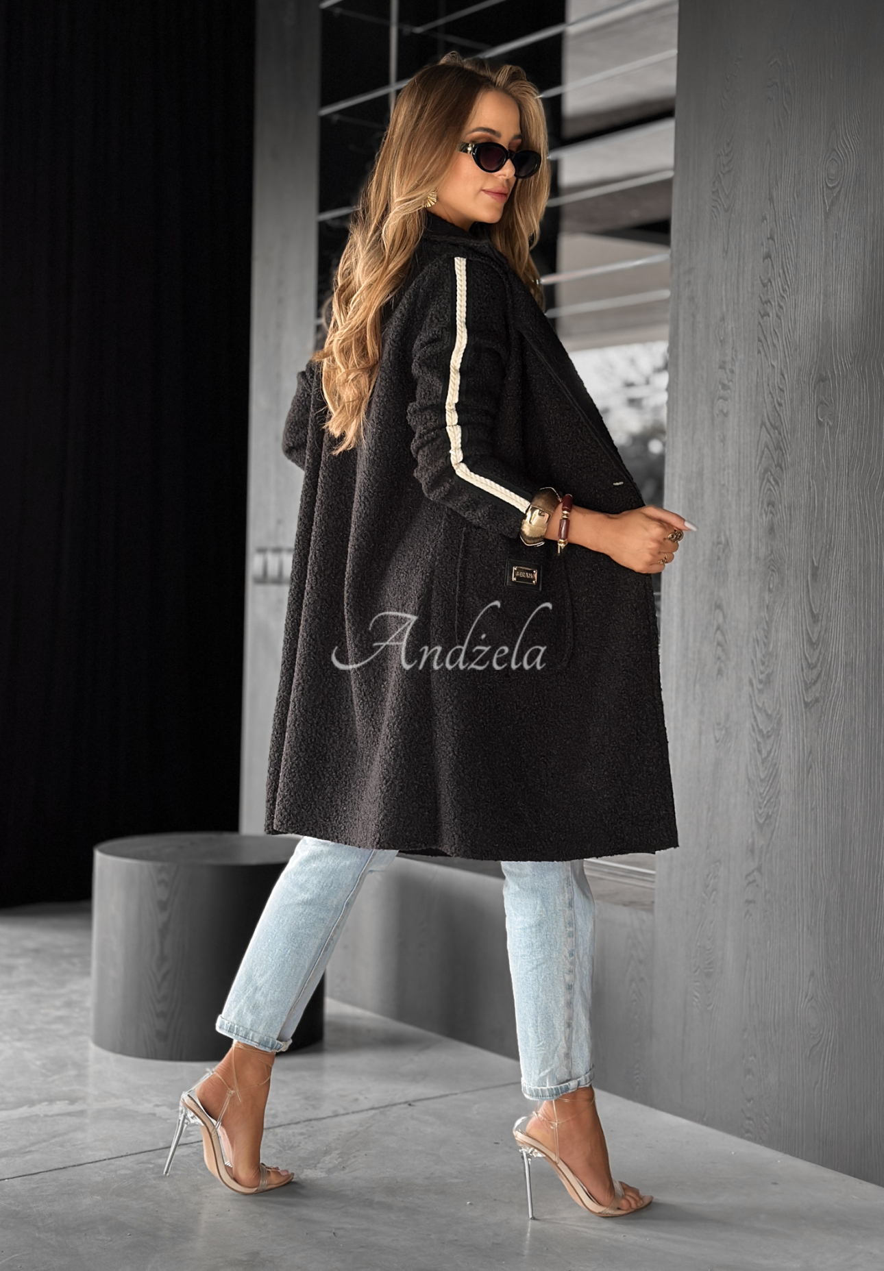 Langer Schaffellmantel Richmond Hill Schwarz