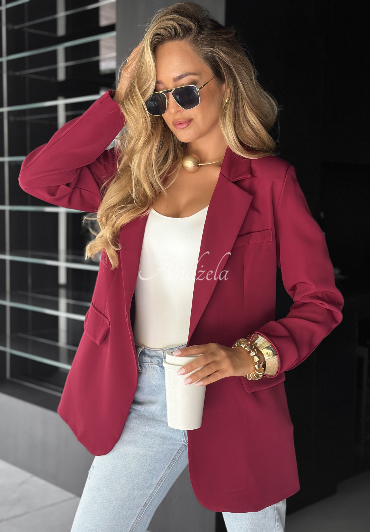Oversize Blazer Best Version Burgunderrot