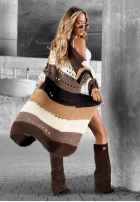 Długi Cardigan Just A Moment czekoladowo-Beige